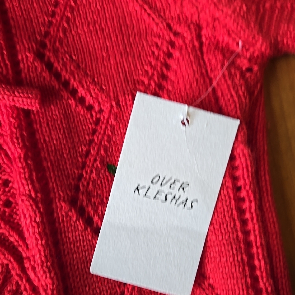 Vintage Inspired Red Knit Sweater w Floral Embroidery Cottagecore GrandmaCore - Picture 3 of 5